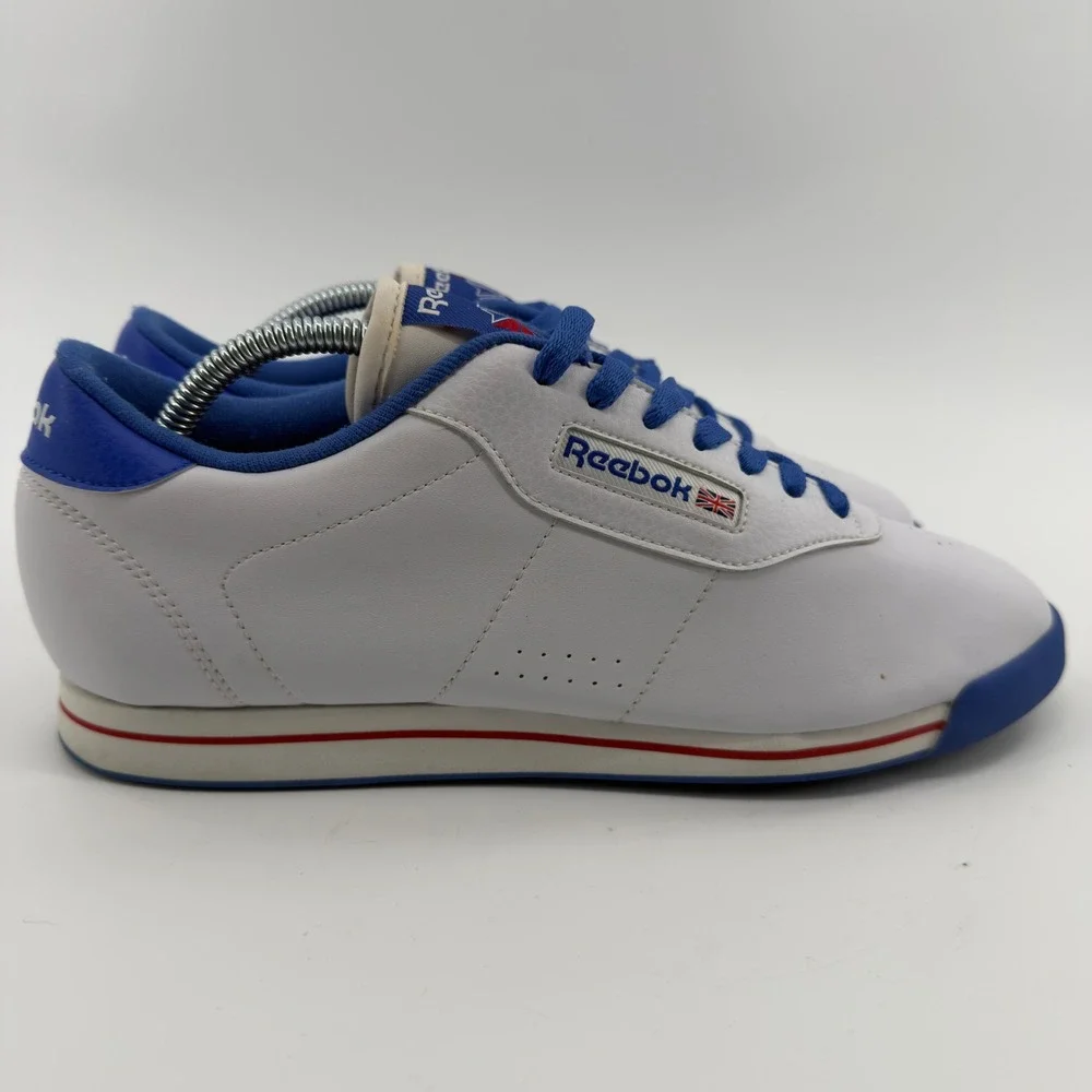 Reebok Princess White Blue Red Leather Sneakers Low Top Womens Size 11